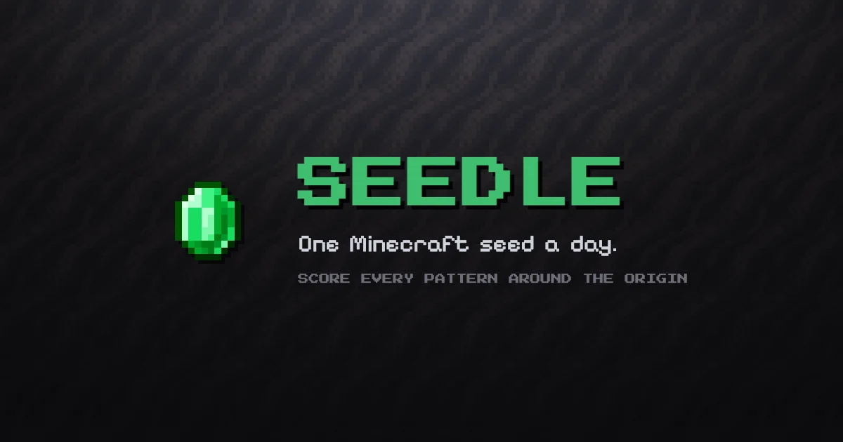 Minecraft Seedle map preview with an emerald score